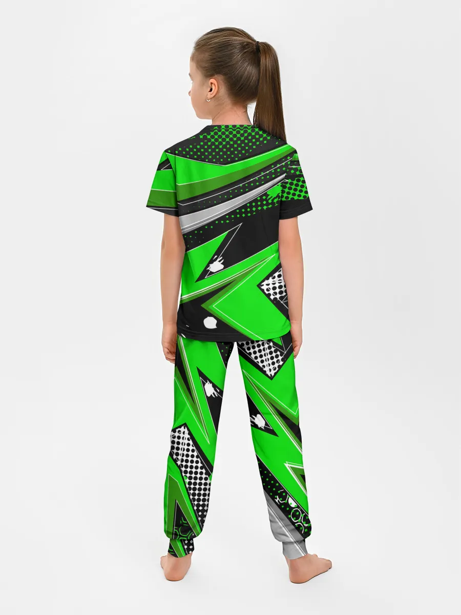 Детская пижама с брюками / Зеленая краска