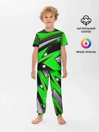 Детская пижама с брюками / Зеленая краска