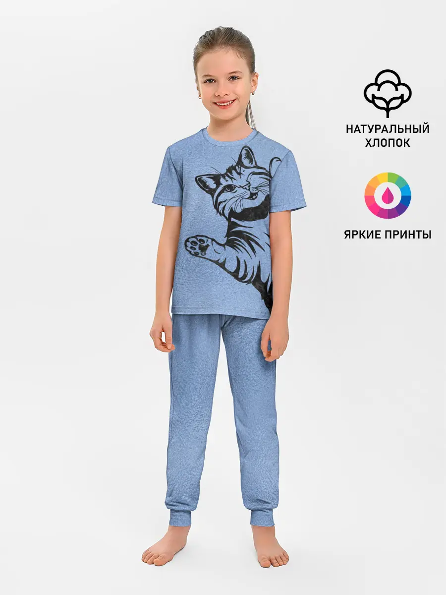 Детская пижама с брюками / Улыбающийся кот