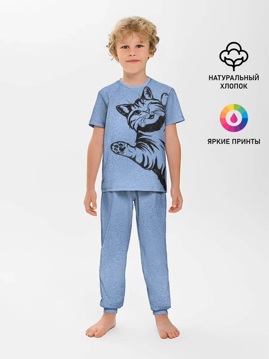 Детская пижама с брюками / Улыбающийся кот