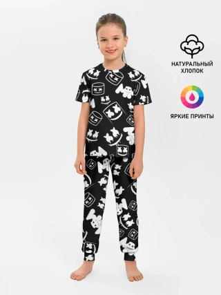 Детская пижама с брюками / Marshmello ЧБ