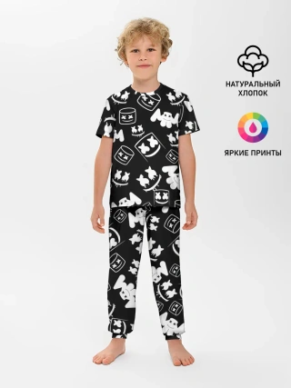 Детская пижама с брюками / Marshmello ЧБ