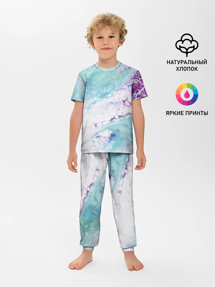 Детская пижама с брюками / Цветная морская пена