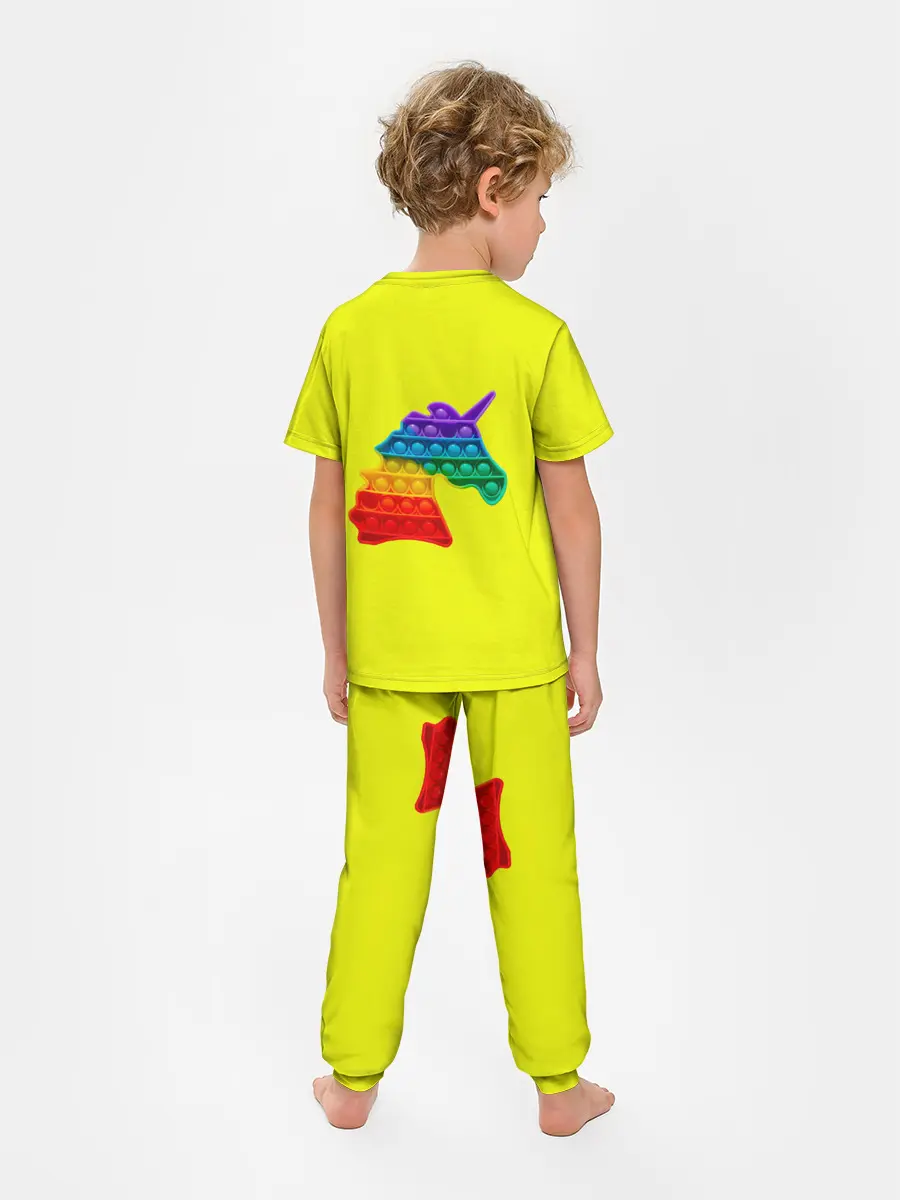 Детская пижама с брюками / Pop It единорог радужный