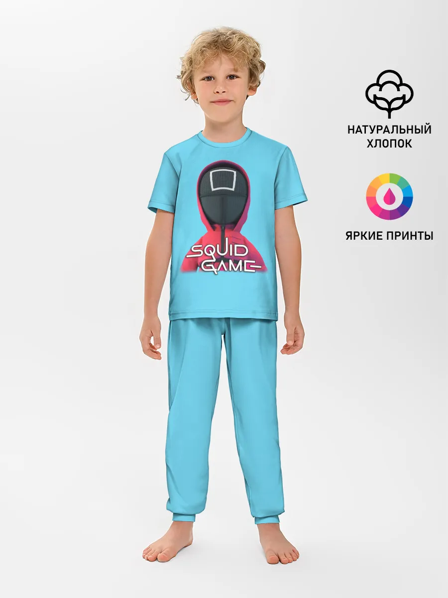 Детская пижама с брюками / Squid game квадрат - Игра в кальмара