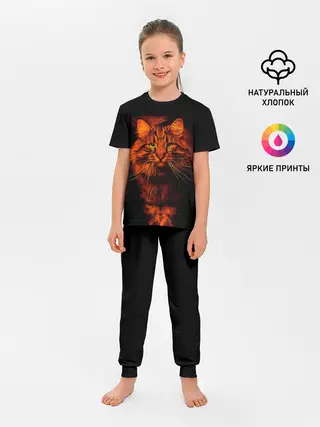 Детская пижама с брюками / Рыжий кот