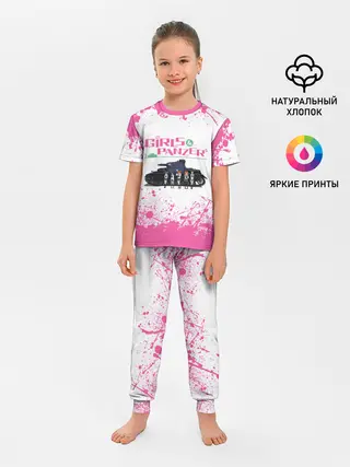 Детская пижама с брюками / Девушки и танки | Pink