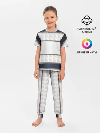 Детская пижама с брюками / White 3d lines