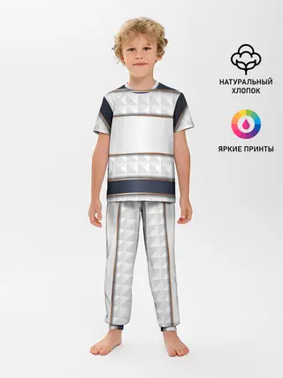 Детская пижама с брюками / White 3d lines