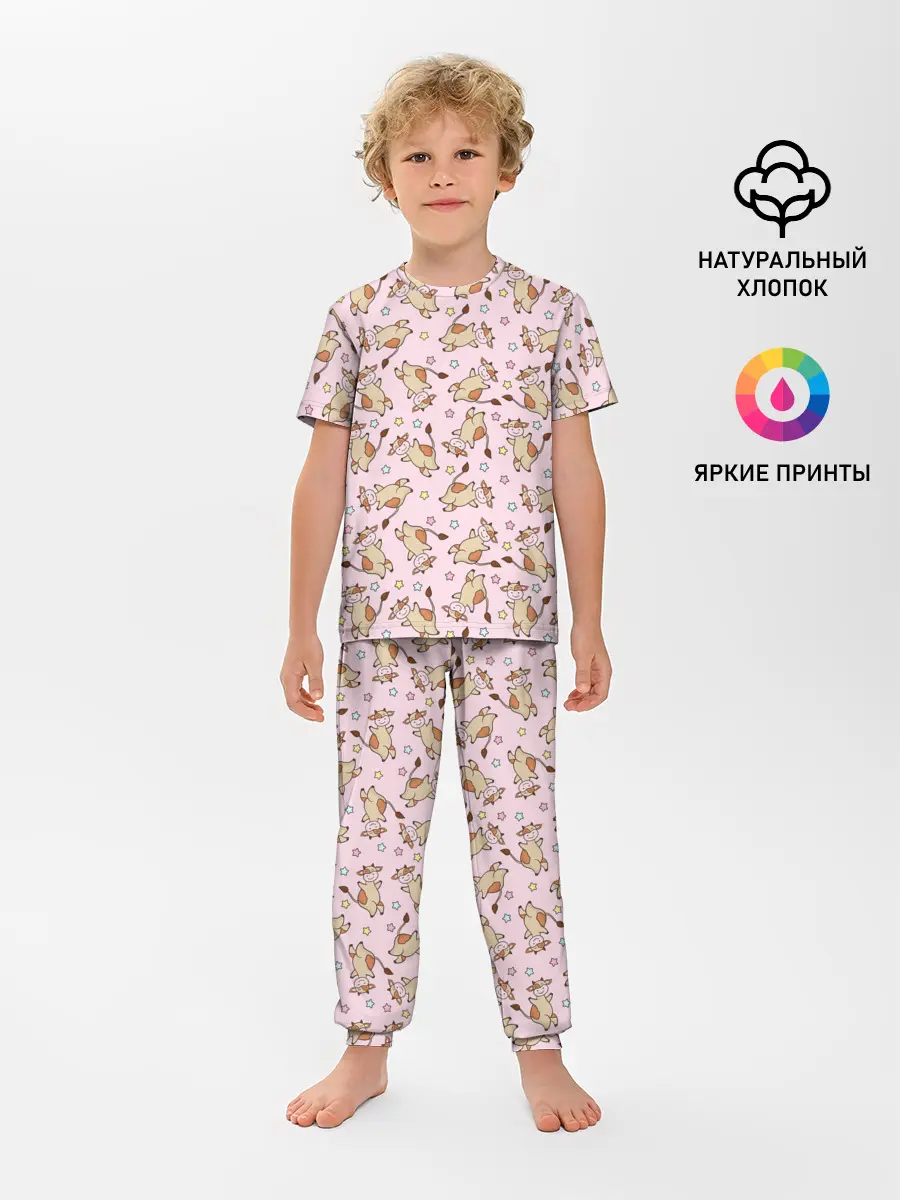 Детская пижама с брюками / Фон с бычками