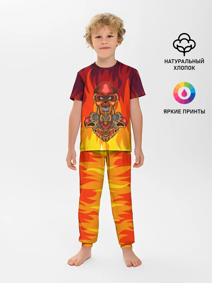 Детская пижама с брюками / Меха скелет | Steampunk Fire