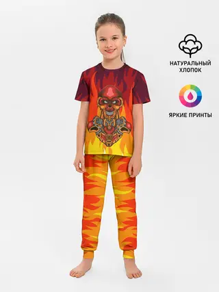 Детская пижама с брюками / Меха скелет | Steampunk Fire