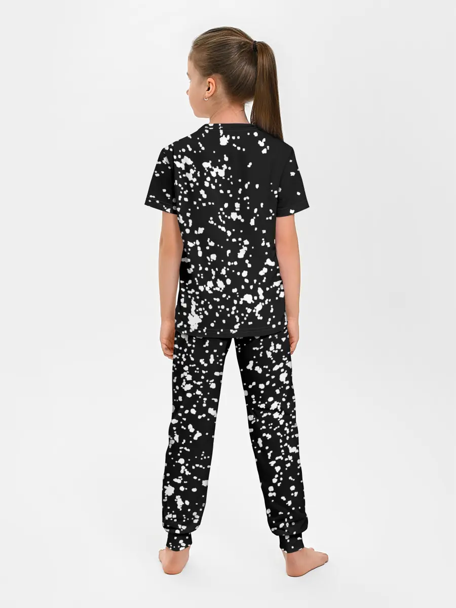 Детская пижама с брюками / Каллиграфия на чёрном фоне
