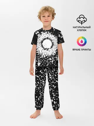 Детская пижама с брюками / Каллиграфия на чёрном фоне