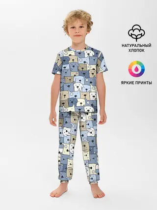 Детская пижама с брюками / Собачки рисунок паттерном