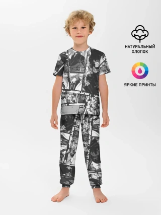 Детская пижама с брюками / EPIC MAIN ANIME CHARACTERS 3D! monochome