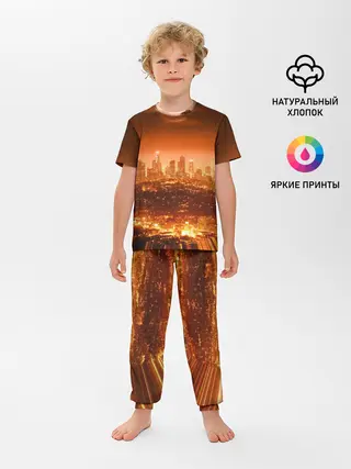 Детская пижама с брюками / Закат в Нью Йорке