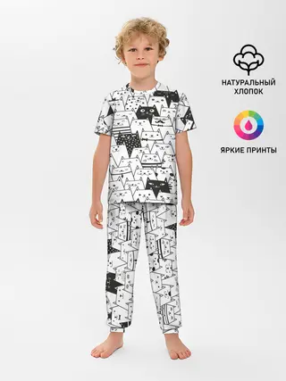 Детская пижама с брюками / КОТЫ BLACK