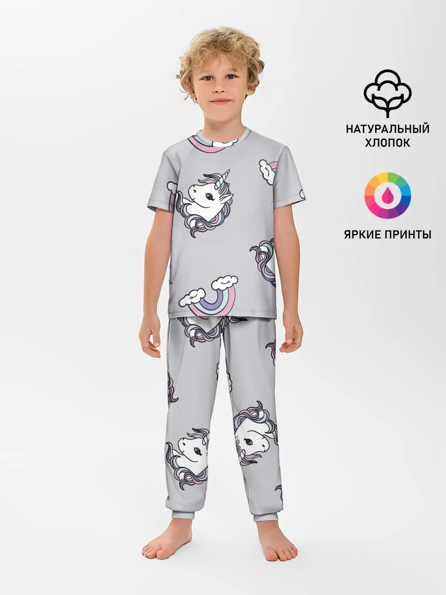 Детская пижама с брюками / Радужный единорог