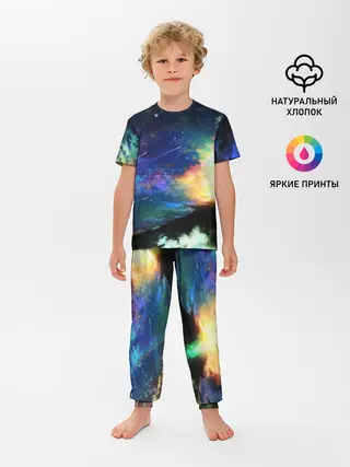 Детская пижама с брюками / Космические краски