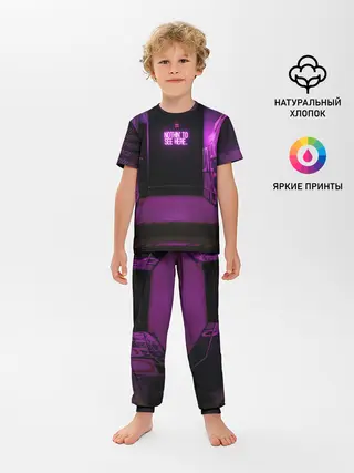 Детская пижама с брюками / Неоновый стиль