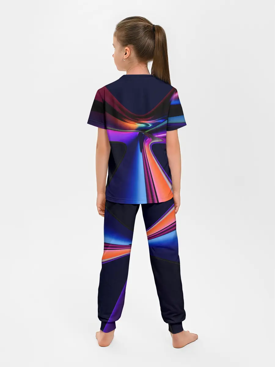 Детская пижама с брюками / Красочные светящиеся линии