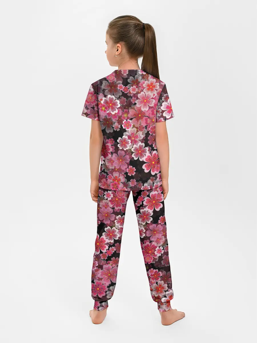 Детская пижама с брюками / Иероглифы и Сакура 3D