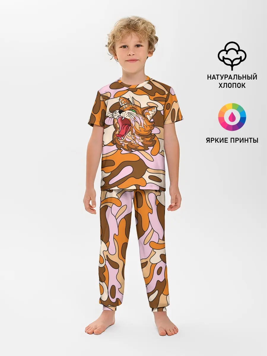 Детская пижама с брюками / Грозный кот