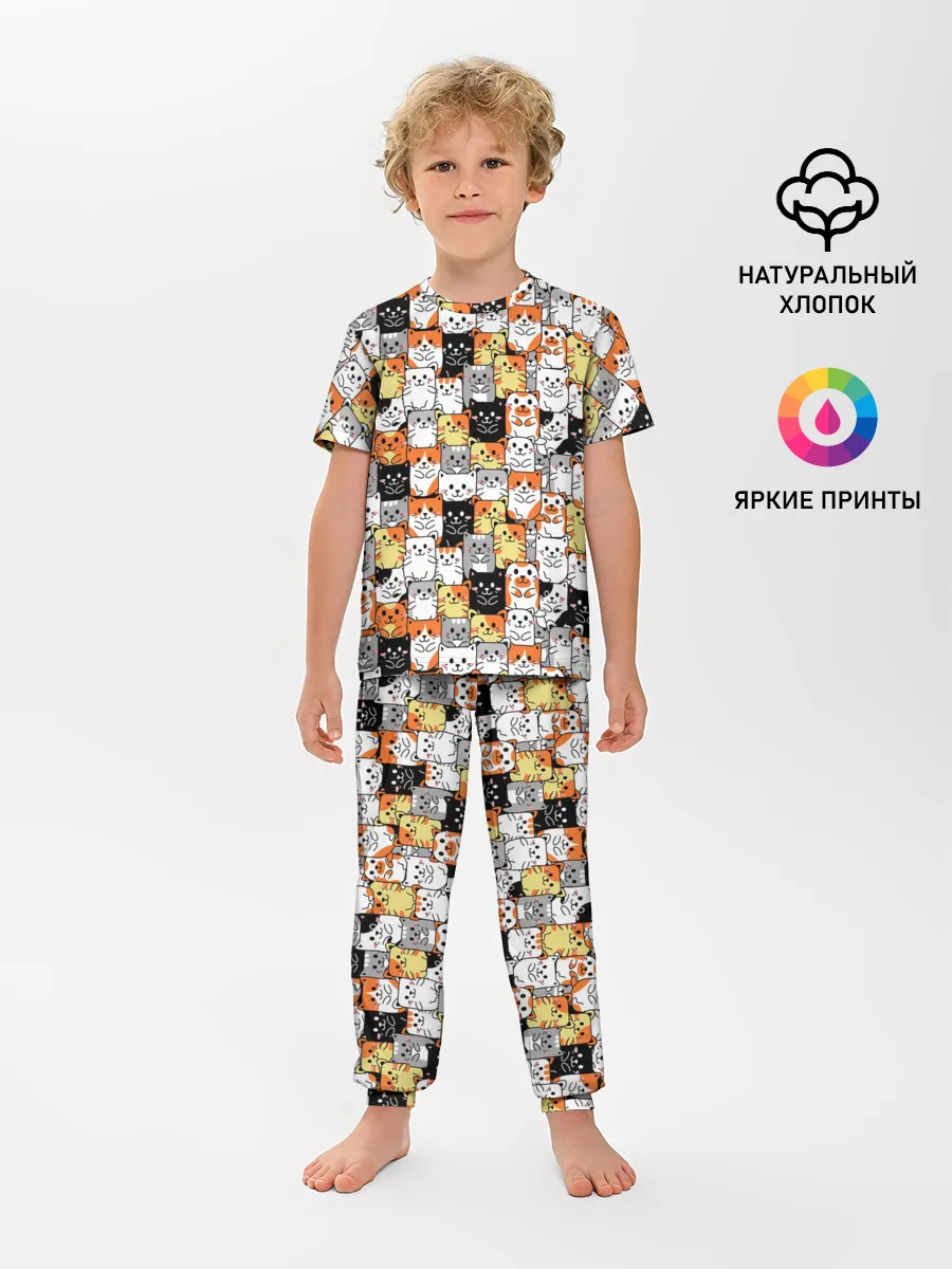 Детская пижама с брюками / Котики
