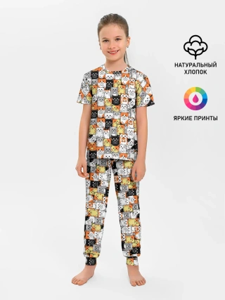 Детская пижама с брюками / Котики