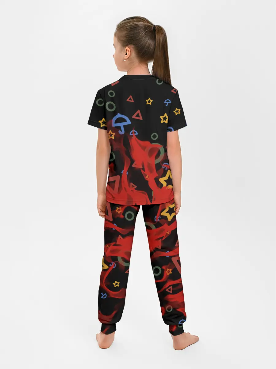 Детская пижама с брюками / Игра в кальмара пламя.