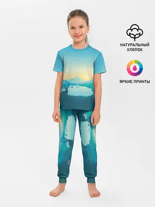 Детская пижама с брюками / Векторная природа