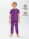 Детская пижама с брюками / узор цветы на фиолетовом фоне