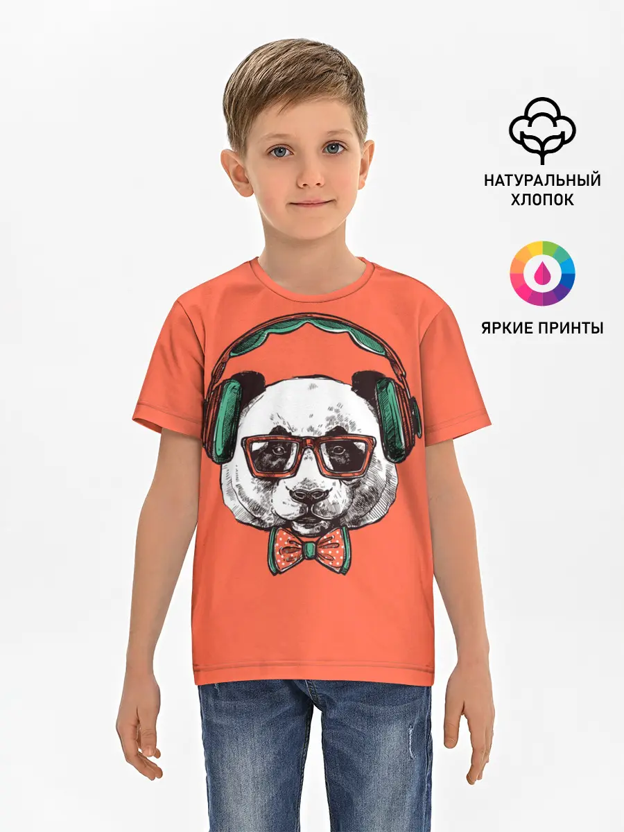 Детская базовая футболка / панда-меломан