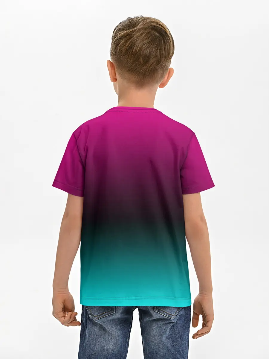 Детская базовая футболка / РЕТРО ЕДИНОРОГ НЕОН