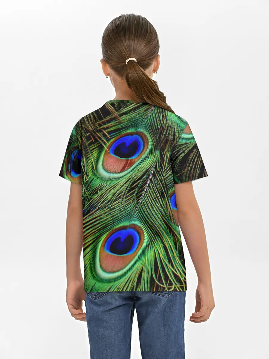 Детская базовая футболка / Перья павлина #1