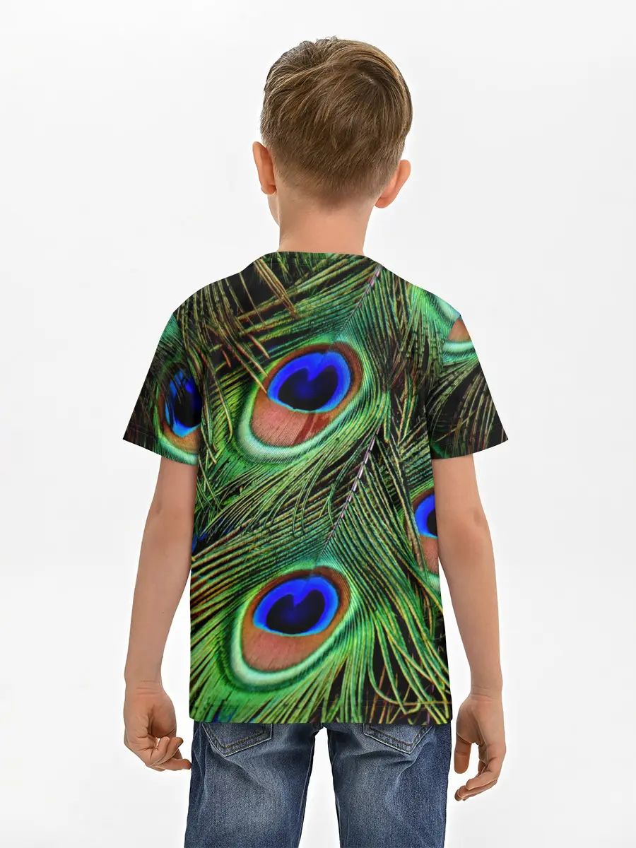 Детская базовая футболка / Перья павлина #1