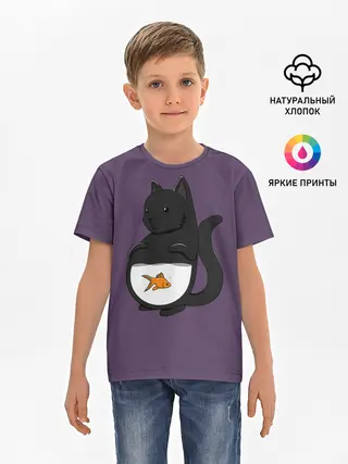 Детская базовая футболка / Довольный кот