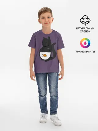 Детская базовая футболка / Довольный кот