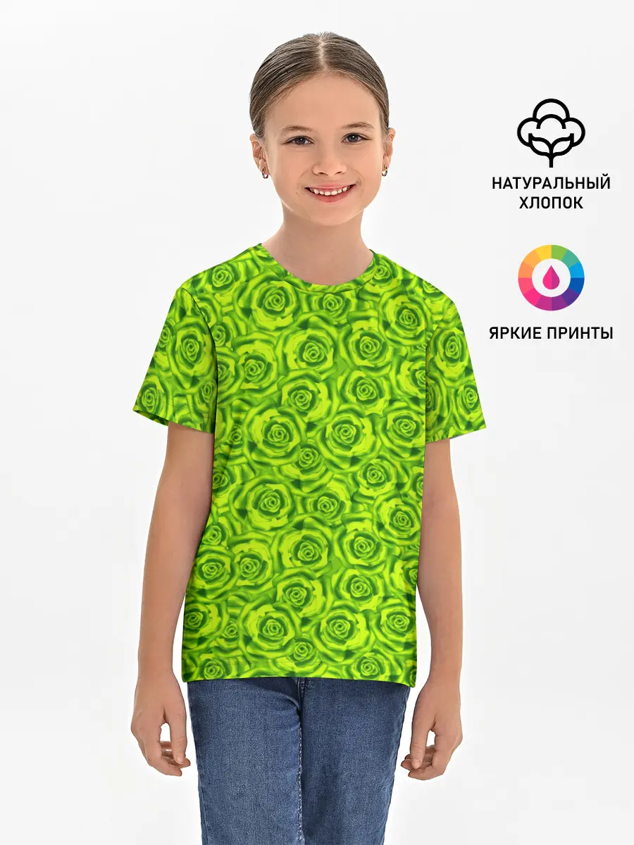 Детская базовая футболка / Неоновый цветочный узор