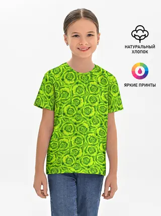 Детская базовая футболка / Неоновый цветочный узор