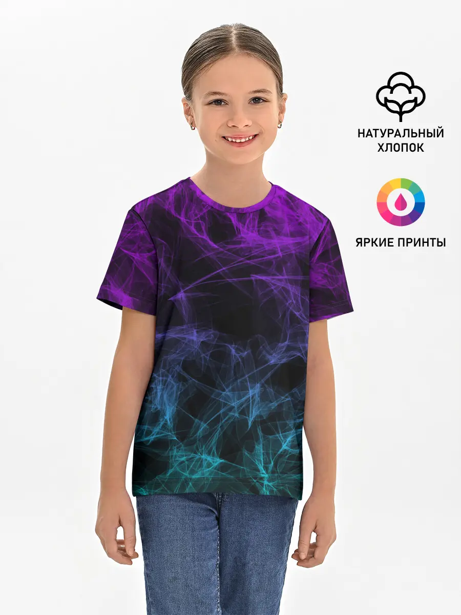 Детская базовая футболка / NEON SMOKES STRIPES | НЕОНОВЫЕ ВОЛНЫ