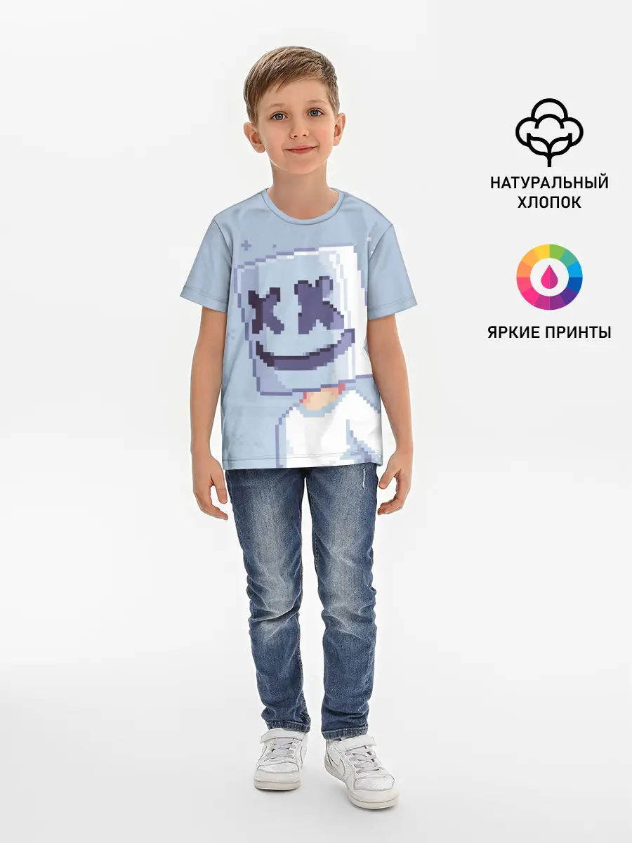 Детская базовая футболка / Marshmello Pixel