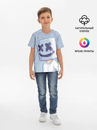 Детская базовая футболка / Marshmello Pixel