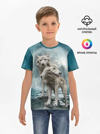 Детская базовая футболка / Волки, пара