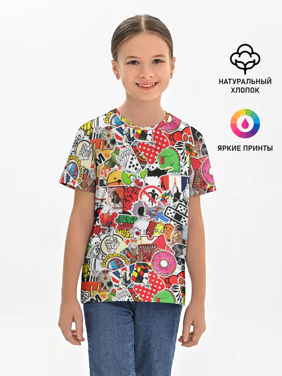 Детская базовая футболка / Sticker Bombing