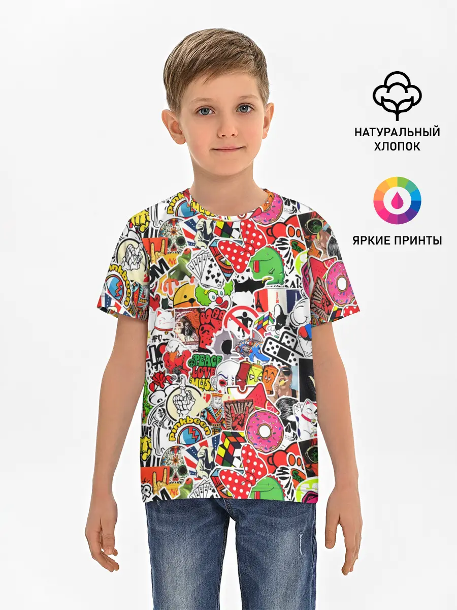 Детская базовая футболка / Sticker Bombing