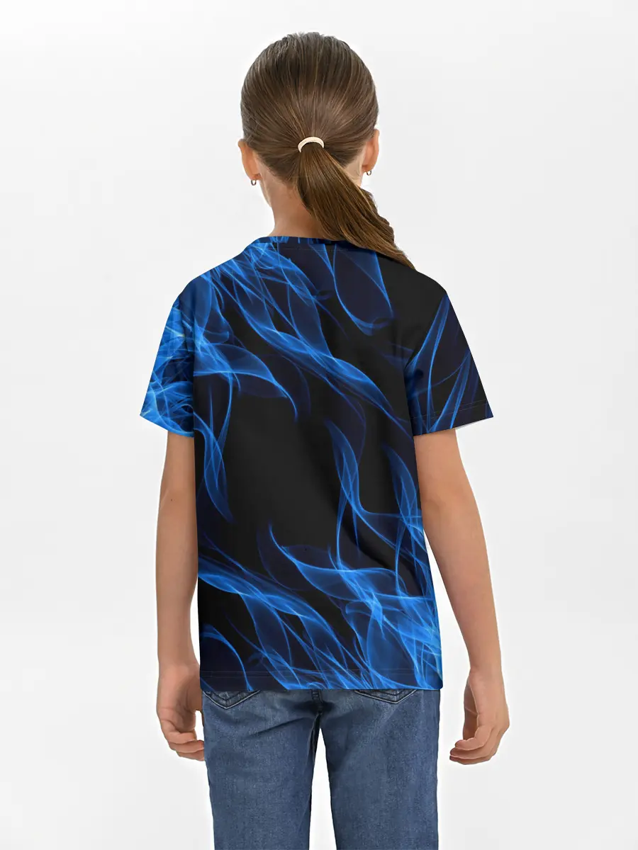 Детская базовая футболка / BLUE FIRE FLAME