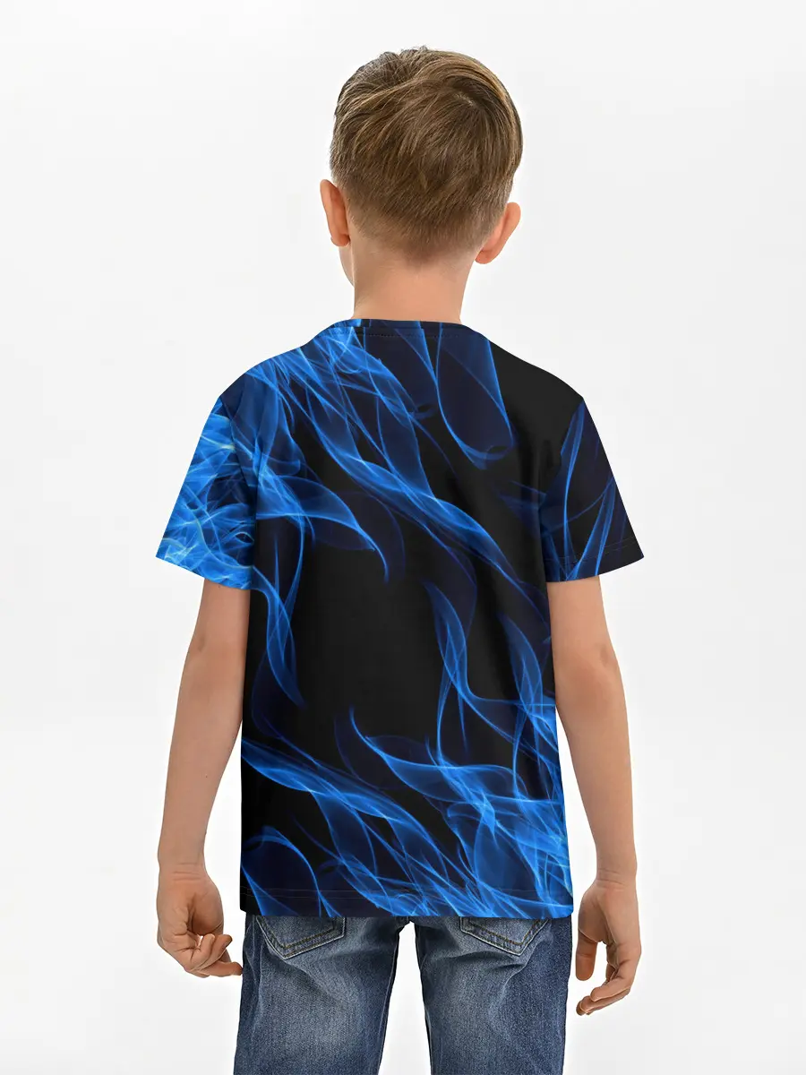 Детская базовая футболка / BLUE FIRE FLAME