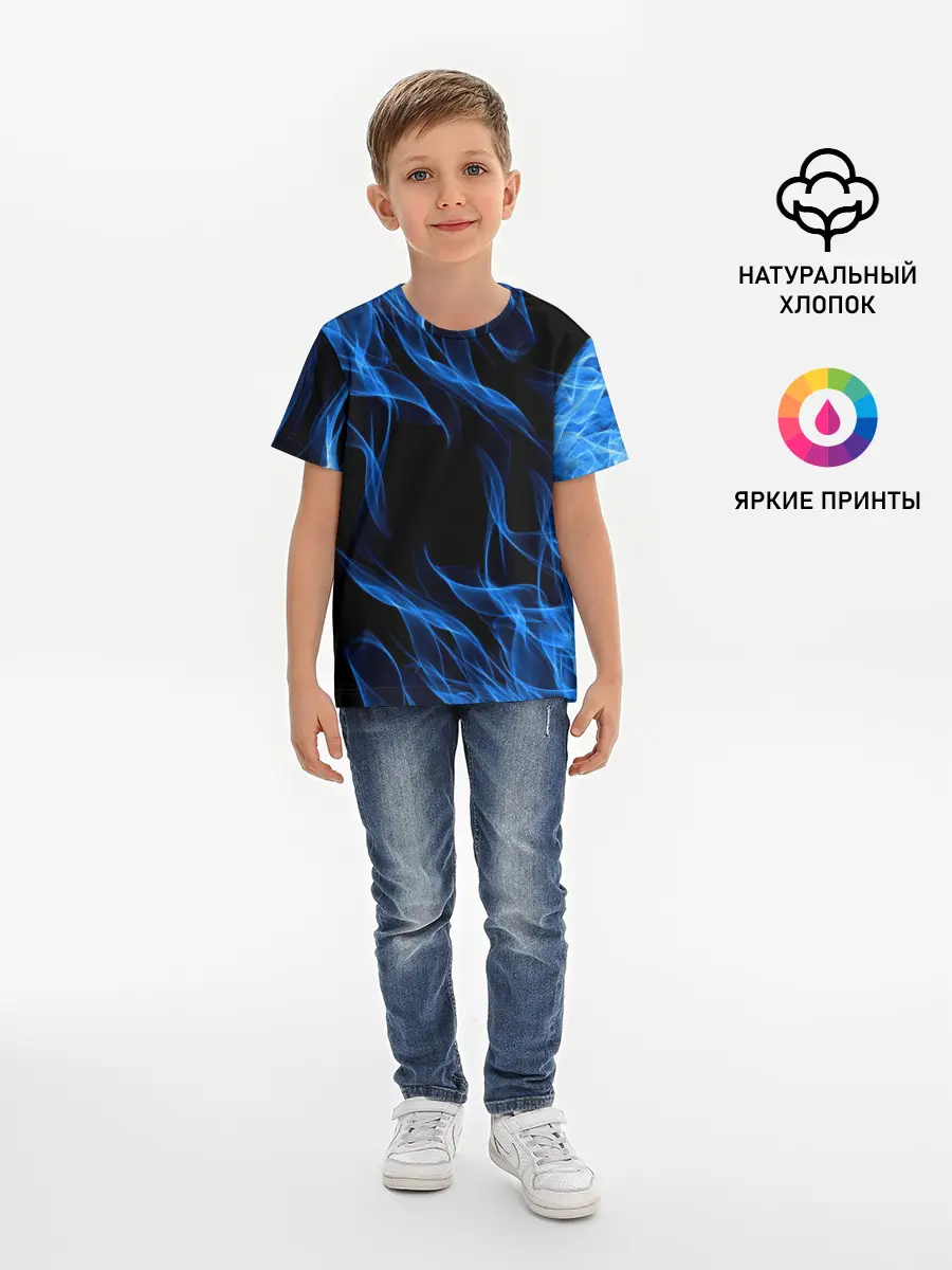 Детская базовая футболка / BLUE FIRE FLAME